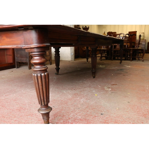 658 - Early 20th century mahogany D end dining table by Wyllie & Lochhead, raised on carved cabriole s... 