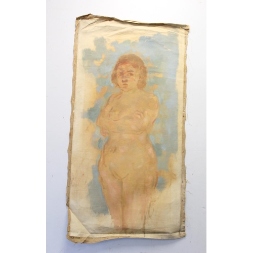 224 - Stella Steyn (Irish 1907-1987)Standing female nudeOil on canvas, unstretched91cm x 61cmalso another ... 