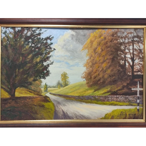 249 - Robert Hogg (20th century)Road to ArmathwaiteOil on board37.5cm x 57cmSigned and dated '87... 