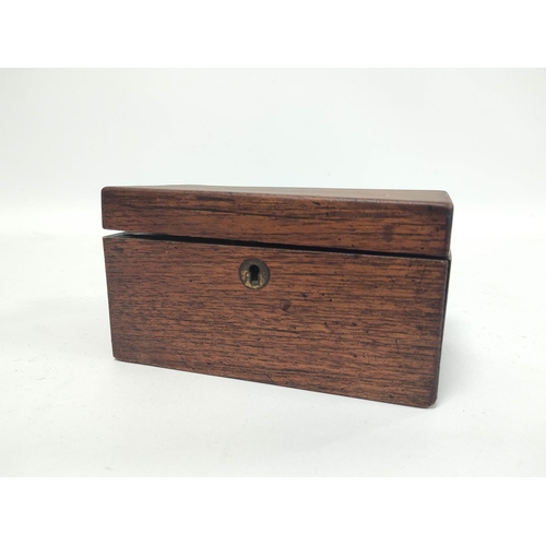 154 - Victorian walnut marquetry domed tea caddy, 15cm x 25cm x 14cm, with a Victorian rosewood sewing box... 