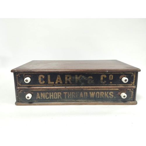 157 - Victorian salesman's thread box, the drawers inscribed 'Clark & Co of Paisley Anchor Thread Work... 