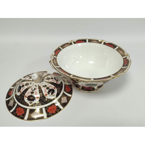 253 - Royal Crown Derby English bone china Imari tureen with cover, No. 1128, approximately 32cm high.