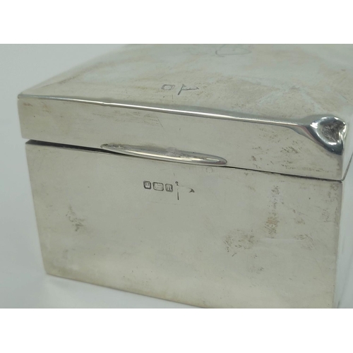 3 - Silver cigarette box, monogramed, 9cm x 9cm..