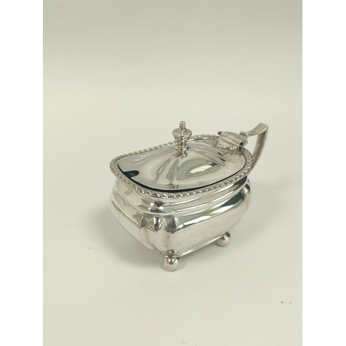 7 - Silver tongs 1804, a mustard pot, and a quantity of teaspoons and flatware, 483g / 15½oz.