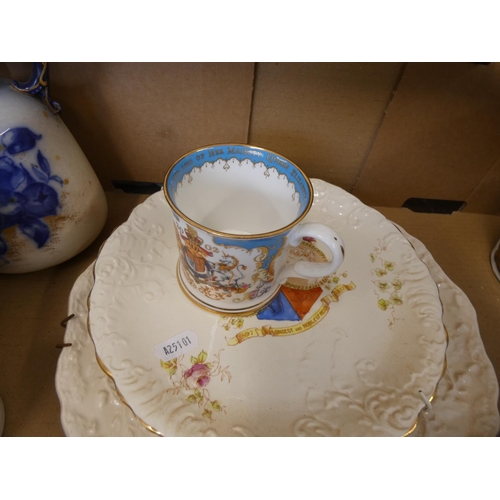 314 - Allertons Queen Victoria commemorative plate, Doulton twin handled vase, pair of lustre jugs etc.