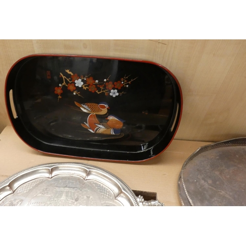 143 - Epns galleried tray and two others (3)