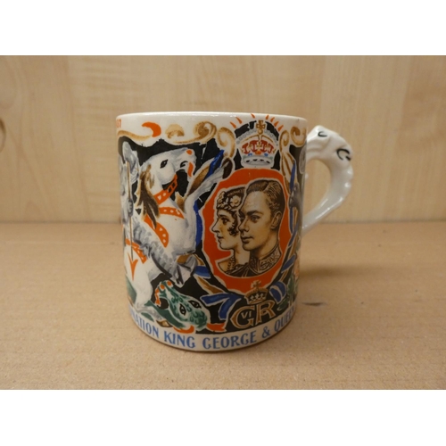 156 - Burleigh ware George VI coronation mug, Designed and modelled by Dame Laura Knight R.A.