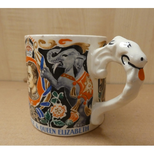 156 - Burleigh ware George VI coronation mug, Designed and modelled by Dame Laura Knight R.A.