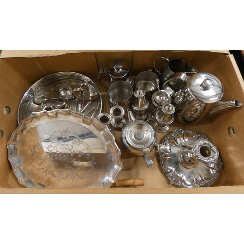 166 - Collection of epns tablewares to include salver, chamberstick, tea ware etc