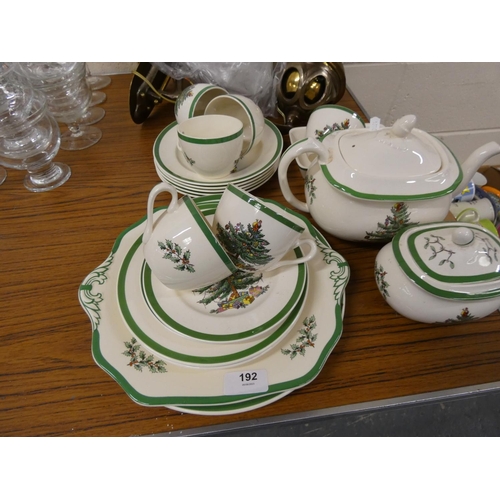 192 - Spode part Christmas pattern tea set.