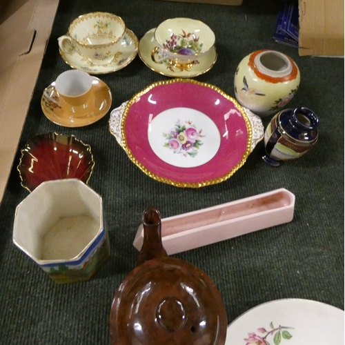 223 - Quantity of miscellaneous items including crockery, glass ware and metal ware.