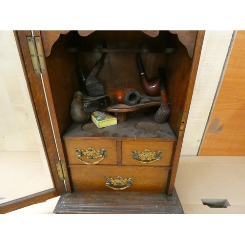 263 - Antique oak smoker's cabinet