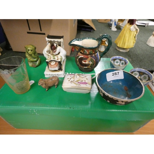 287 - Group of collectables including Masons, Fairing, Cloisonne bowl, etc.