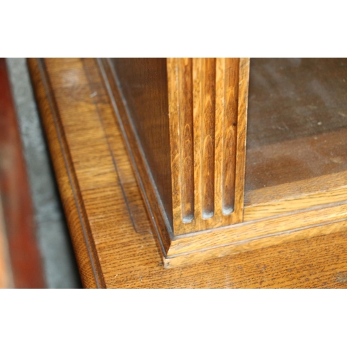 651 - Late 19th/early 20th century open bookcase, on base, with the moulded cornice over adjustable shelve... 