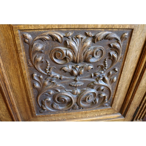 651 - Late 19th/early 20th century open bookcase, on base, with the moulded cornice over adjustable shelve... 