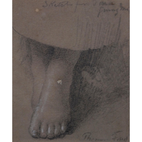 322 - Thomas Faed RSA (Scottish, 1826 - 1900)Child's FeetSketch, 6.5cm x 5.5cm.Old label verso for Bourne ... 