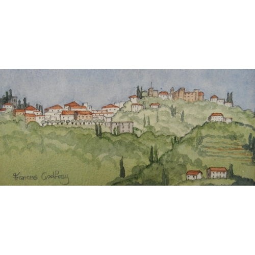 324 - Frances Godfrey (British)Montecatini Alto from TermeSigned, watercolour, 6cm x 13cm.... 