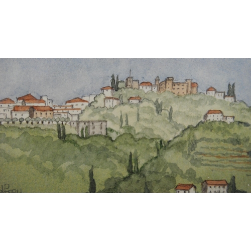 324 - Frances Godfrey (British)Montecatini Alto from TermeSigned, watercolour, 6cm x 13cm.... 