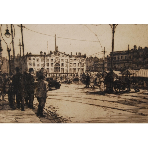 331 - WP Huggitt (British)City street scene with figuresPencil signed artist's proof etching, with blind s... 