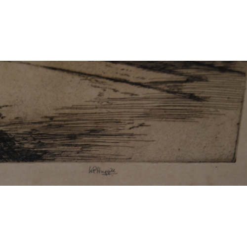 331 - WP Huggitt (British)City street scene with figuresPencil signed artist's proof etching, with blind s... 