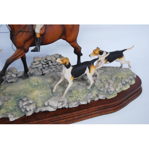 262 - Border Fine Arts limited edition hunting group by David Geenty modelled as a huntsman on horseback w... 