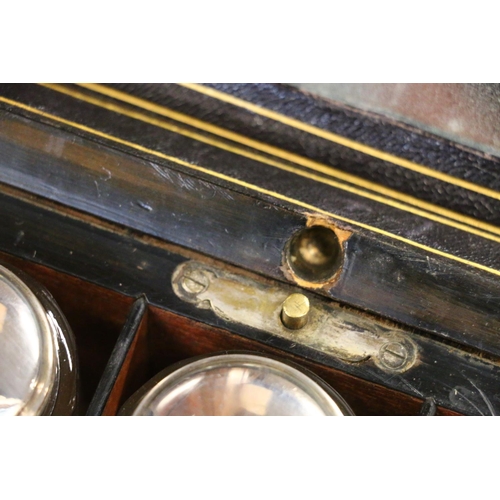 349 - Victorian walnut toilet box, the hinged top opening to reveal a fitted interior with silver plated a... 