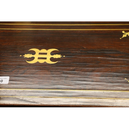 360 - 19th c.  brass inlaid writing slope, with leather writing surface, recessed handles to side, when cl... 