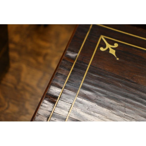 360 - 19th c.  brass inlaid writing slope, with leather writing surface, recessed handles to side, when cl... 