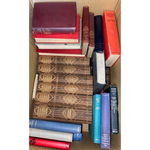 344 - Two boxes of books, including folio society, bound books, etc