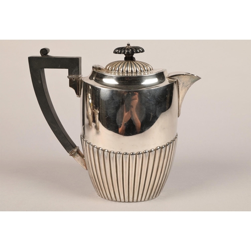 172 - Four piece half reeded part silver tea set.  The silver teapot , silver jug and  silver bowl marked ... 