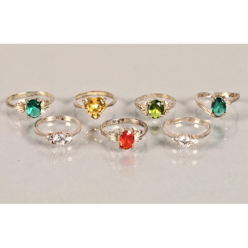 69 - Quantity of rings set with coloured stones including sterling silver