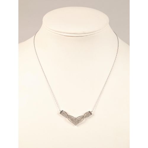 70 - 9ct white gold pendent necklace set with Diamond chips