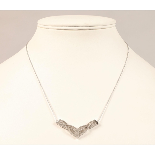 70 - 9ct white gold pendent necklace set with Diamond chips