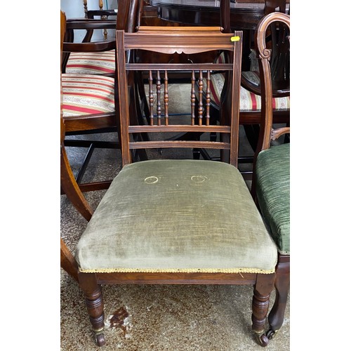 545 - Pair of Mahogany nursing chairs and another with bobbin back (3)