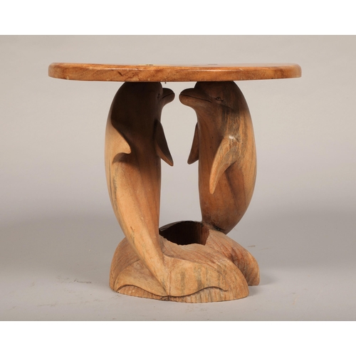 475 - Contemporary stand/ stool with carved dolphins