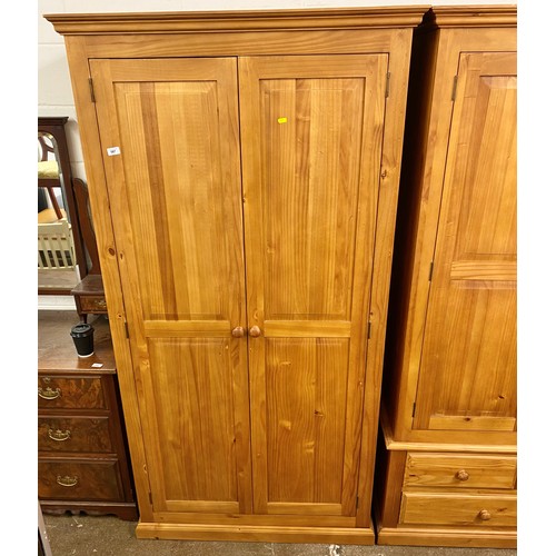 587 - Two door pine wardrobe 98 x 200x 59 cm