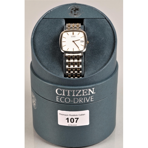 107 - Gents Citizen Eco-Drive stainless steel wrist watch