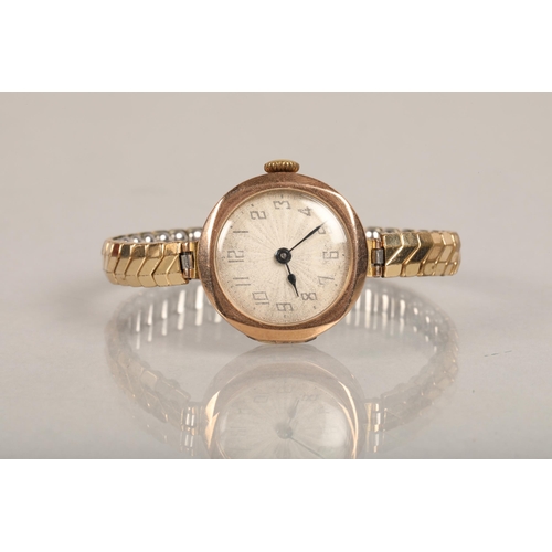 109 - 9ct gold ladies wristwatch with expandable strap