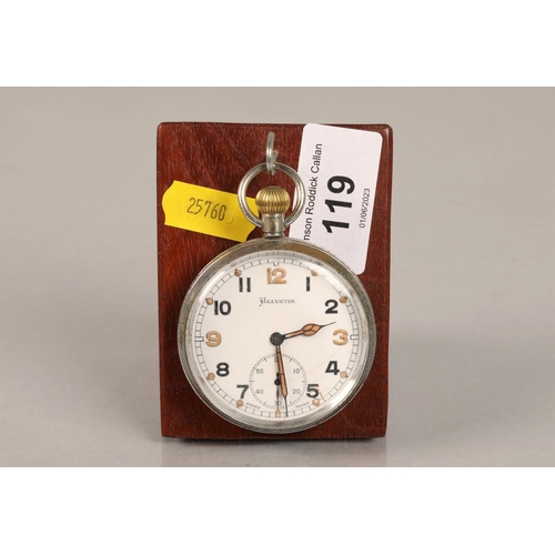 119 - Mahogany mounted Helvetia pocket watch