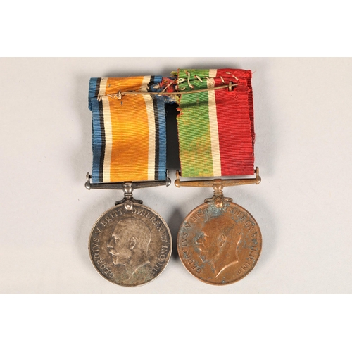 133 - Two (2) WWI medals on ribbons including Mercantile Marine service 1914-1918