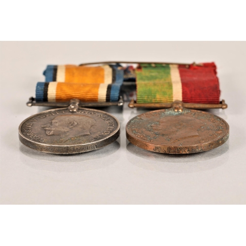 133 - Two (2) WWI medals on ribbons including Mercantile Marine service 1914-1918