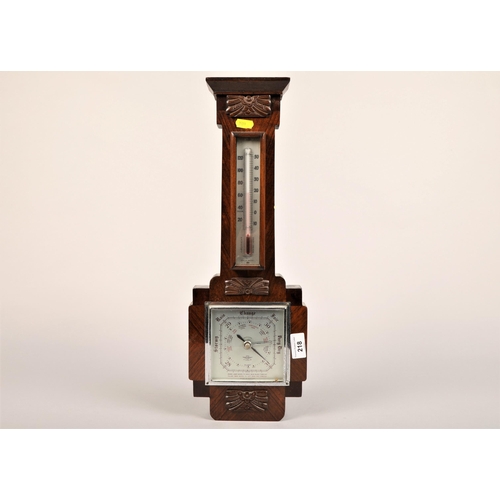 218 - Carved aneroid barometer