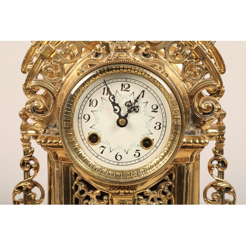 227 - Impressive gilt metal rococo style mantel clock with urn surmount, 58cm h.