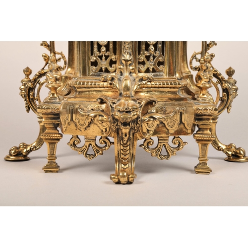 227 - Impressive gilt metal rococo style mantel clock with urn surmount, 58cm h.