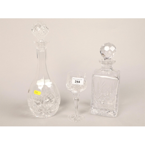 244 - Stuart crystal caraf, three decanters, wine glasses etc