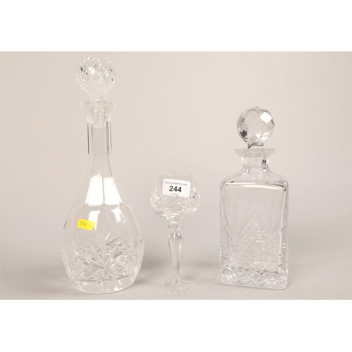 244 - Stuart crystal caraf, three decanters, wine glasses etc