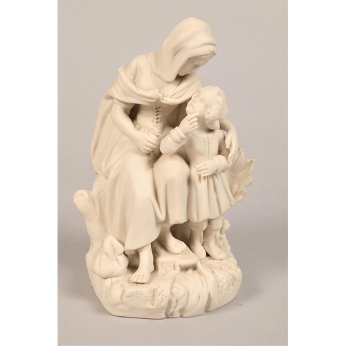 266 - Parian ware figure of a mother and child with two dogs, and another similar