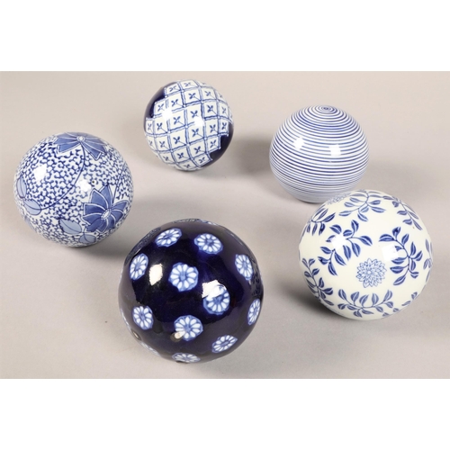 299 - Five blue and white carpet bowls