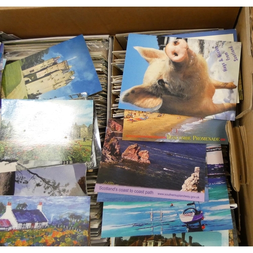 398 - Box of postcards including Scotland, UK, Wales, etc.