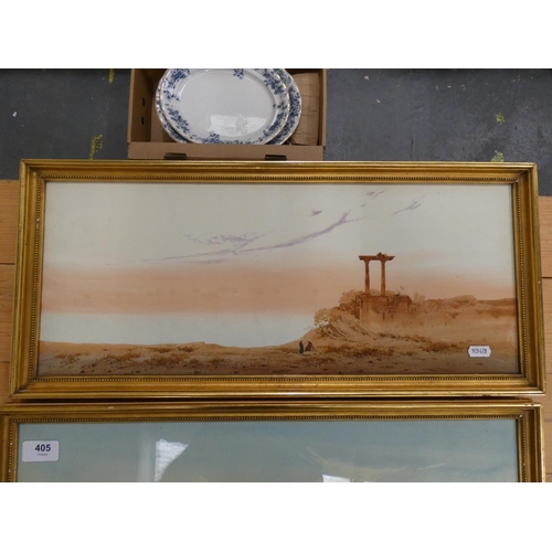 405 - Pair of Middle Eastern subject watercolours in gilt frames.